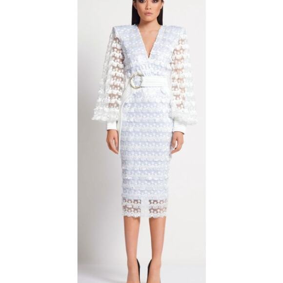 Zhivago It's Over Dress Midi tassle lace long sleeve formal cocktail dress US 4 - Picture 1 of 16